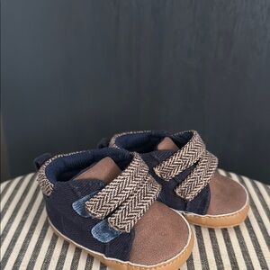 Brown and Blue Baby Walker Shoes with Velcro Straps